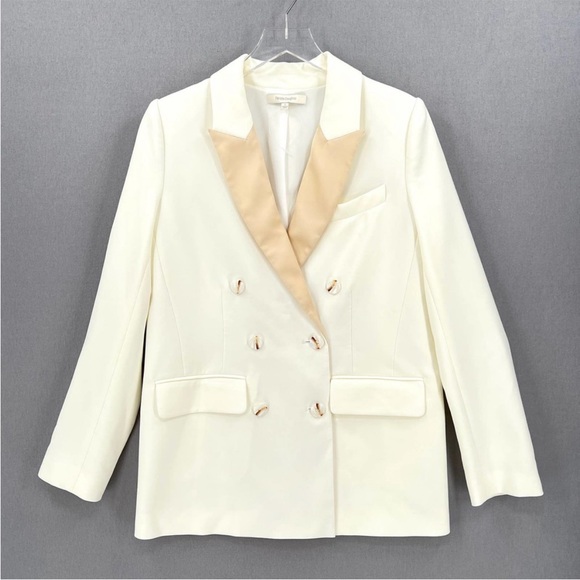 FAVORITE DAUGHTER Blazer Womens Small Cream Margaret Tuxedo Double Breasted NEW - Picture 1 of 12